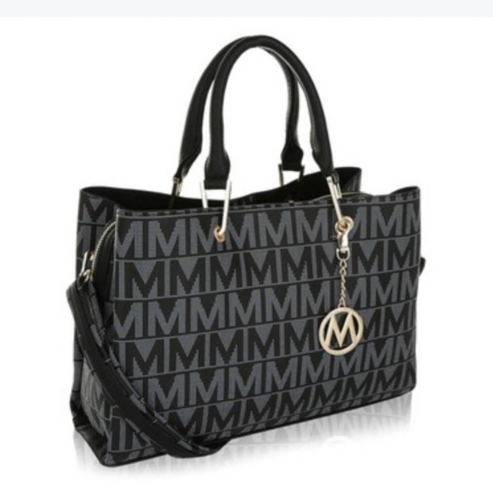 MKF Black Signature Olivia Satchel
